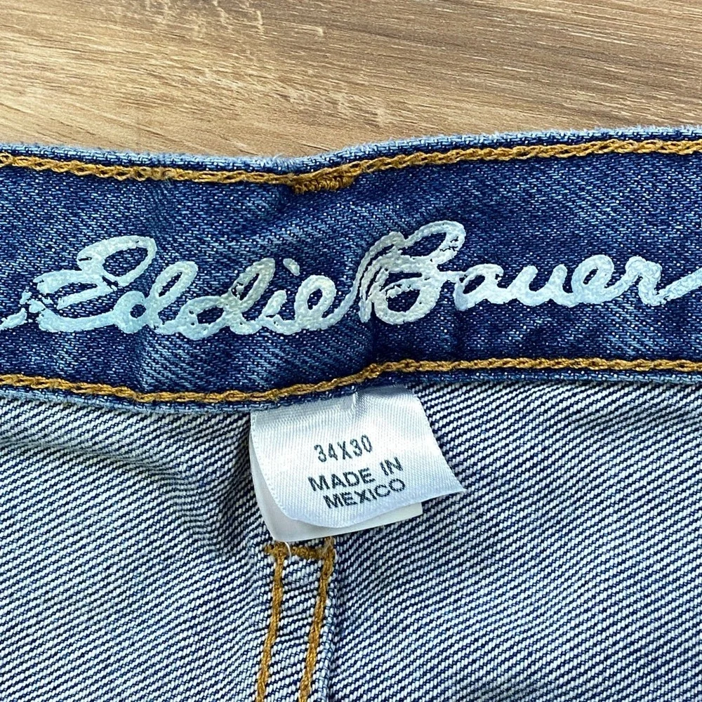 Eddie Bauer Jeans Men 34x30 Classic 100% Cotton Straight Leg Blue Heritage Denim